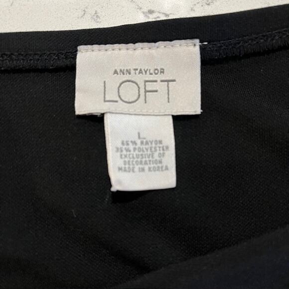 Ann Taylor Loft Black Floral Embroidered Stretchy Skirt Size Large - Picture 5 of 8